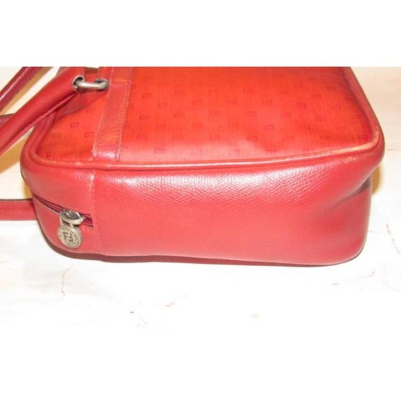 Fendi Early Sas True Red Satchcel Small F Or Zucchino Logo Print Coated Canvas - Picture 10 of 12
